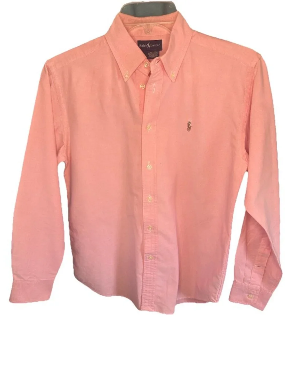 Ralph Lauren VTG Pink Classic Fit Oxford Button Down Shirt Pony Boys 14 Womens S